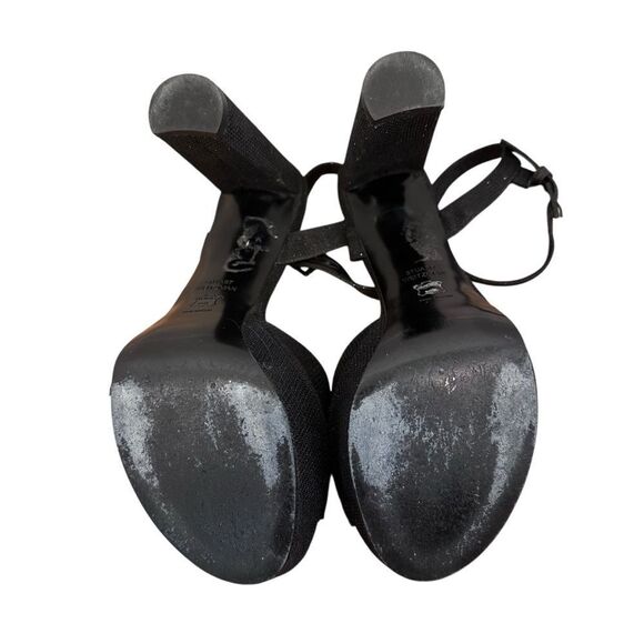 Stuart Weitzman Black Glitter Sashay Platform Sandals Size 7.5 - Picture 7 of 11